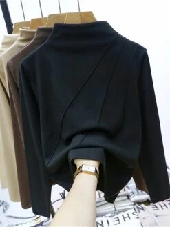 Women's Loungewear Top Pure Color Fashion Comfort Street Date Airport Polyester Warm High Neck Long Sleeve Fall Winter Black Yellow -Ladies Pajamas Store llzucs1691566007323