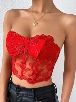 Corset Women's Corset Tops Prom Party & Evening Club Black White Red Sexy Underbust Corset Buckle Tummy Control Lace Summer Spring -Ladies Pajamas Store lnbquw1654686006483