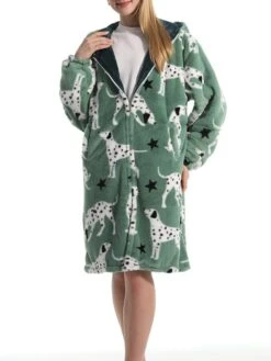 Women's Robe Dog Plush Casual Comfort Home Daily Bed Flannel Warm Breathable Hoodie Long Sleeve Pocket Fall Winter Green 15 Women's Robe Dog Plush Casual Comfort Home Daily Bed Flannel Warm Breathable Hoodie Long Sleeve Pocket Fall Winter Green -Ladies Pajamas Store lnelao1695373707129
