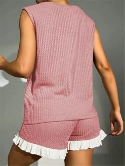 Women's Pajamas Pajama Top And Pant Sets Pure Color Simple Casual Soft Home Daily Bed Waffle Fabric Breathable Crew Neck Sleeveless Shorts Summer Spring Yellow Pink 18 Women's Pajamas Pajama Top And Pant Sets Pure Color Simple Casual Soft Home Daily Bed Waffle Fabric Breathable Crew Neck Sleeveless Shorts Summer Spring Yellow Pink -Ladies Pajamas Store lopjxy1679451491885