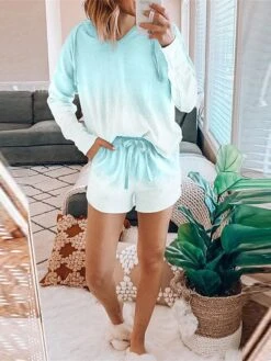 Women's Loungewear Sets Gradient Fashion Comfort Soft Home Daily Bed Polyester Breathable V Wire Long Sleeve Pullover Shorts Elastic Waist Summer Spring Pink Blue 19 Women's Loungewear Sets Gradient Fashion Comfort Soft Home Daily Bed Polyester Breathable V Wire Long Sleeve Pullover Shorts Elastic Waist Summer Spring Pink Blue -Ladies Pajamas Store lpmgea1694164424468