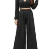 Women's Loungewear Sets Pure Color Fashion Comfort Soft Home Daily Bed Polyester Breathable Plunging Neck Long Sleeve Pullover Pant Elastic Waist Fall Winter Black White