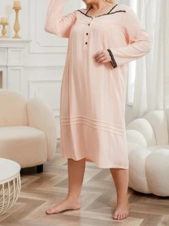 Women's Loungewear Dress Patchwork Simple Casual Soft Street Daily Date Rayon Breathable V Wire Long Sleeve Fall Winter Pink 12 Women's Loungewear Dress Patchwork Simple Casual Soft Street Daily Date Rayon Breathable V Wire Long Sleeve Fall Winter Pink -Ladies Pajamas Store ltbqpu1696232010056