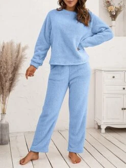 Women's Fuzzy Pajama Sets Pure Color Fashion Casual Soft Home Daily Bed Polyester Warm Breathable Crew Neck Long Sleeve Pant Fall Winter Black Pink 29 Women's Fuzzy Pajama Sets Pure Color Fashion Casual Soft Home Daily Bed Polyester Warm Breathable Crew Neck Long Sleeve Pant Fall Winter Black Pink -Ladies Pajamas Store ltdbxc1689581353036