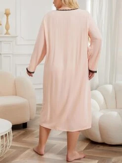 Women's Loungewear Dress Patchwork Simple Casual Soft Street Daily Date Rayon Breathable V Wire Long Sleeve Fall Winter Pink 13 Women's Loungewear Dress Patchwork Simple Casual Soft Street Daily Date Rayon Breathable V Wire Long Sleeve Fall Winter Pink -Ladies Pajamas Store lunvse1696232011882