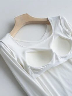 Women's Square Neck Pajama Top With Chest Pads Loungewear Top Pure Color Fashion Casual Comfort Home Street Daily Polyester Breathable Square Neck Long Sleeve Fall Winter Black White Yellow 34 Women's Square Neck Pajama Top With Chest Pads Loungewear Top Pure Color Fashion Casual Comfort Home Street Daily Polyester Breathable Square Neck Long Sleeve Fall Winter Black White Yellow -Ladies Pajamas Store lxxrla1697699941361