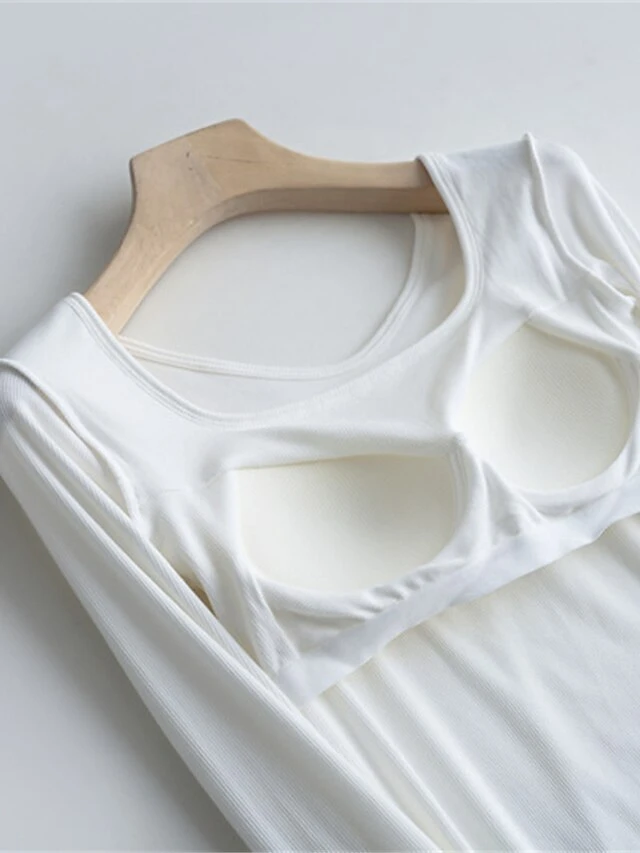 Women's Square Neck Pajama Top With Chest Pads Loungewear Top Pure Color Fashion Casual Comfort Home Street Daily Polyester Breathable Square Neck Long Sleeve Fall Winter Black White Yellow 16 Women's Square Neck Pajama Top With Chest Pads Loungewear Top Pure Color Fashion Casual Comfort Home Street Daily Polyester Breathable Square Neck Long Sleeve Fall Winter Black White Yellow - Image 14