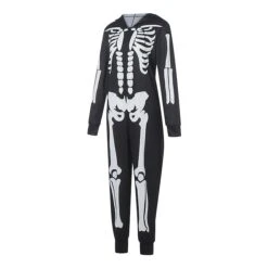Women's Pajamas Jumpsuit Skeleton Retro Gothic Punk & Gothic Halloween Carnival Polyester Breathable Hoodie Long Sleeve Fall Winter Black -Ladies Pajamas Store lyopom1692257120473