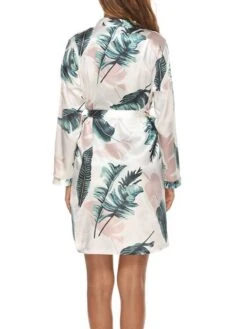 Women's Pajamas Robes Gown Bathrobes Nighty 1 PCS Star Flower Fashion Retro Comfort Home Wedding Party Spa Satin V Wire Long Sleeve Print Belt Included Spring Summer Black Blue -Ladies Pajamas Store lysolq1643189537148