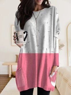 Women's Nightgown Stripe Geometic Fashion Comfort Home Daily Polyester Crew Neck Long Sleeve Pocket Fall Winter Light Pink White Powder 6 Women's Nightgown Stripe Geometic Fashion Comfort Home Daily Polyester Crew Neck Long Sleeve Pocket Fall Winter Light Pink White Powder -Ladies Pajamas Store mbrxva1693552952527