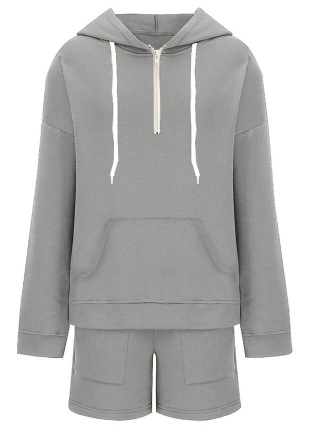 Women's Loungewear Sets Pure Color Sport Casual Comfort Home Street Daily Cotton Blend Breathable Hoodie Long Sleeve Hoodie Shorts Pocket Fall Winter Black Pink 18 Women's Loungewear Sets Pure Color Sport Casual Comfort Home Street Daily Cotton Blend Breathable Hoodie Long Sleeve Hoodie Shorts Pocket Fall Winter Black Pink - Image 16