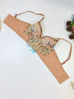 Women's Rhinestone Corset Bustier Feather Undergarments Home Daily Bed Polyester Breathable Straps Sleeveless Backless Summer Spring Black White -Ladies Pajamas Store mgfvhb1696315702289