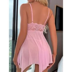 Women's Plus Size Sexy Bodies Sets 2 Pieces Pure Color Ultra Slim Hot Comfort Xmas Home Christmas Bed Lace Breathable Straps Sleeveless Backless Fall Winter Black Pink -Ladies Pajamas Store mifdfj1694742404033