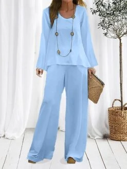 Women's Loungewear Sets Pure Color Fashion Comfort Soft Home Daily Bed Polyester Breathable Crew Neck Long Sleeve Pullover Pant Fall Winter Black White -Ladies Pajamas Store miysnl1694164342847