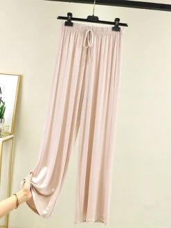 Women's Loungewear Pants Pure Color Casual Comfort Soft Home Daily Vacation Modal Breathable Long Pant Pant Elastic Waist Summer Fall Light Pink Black -Ladies Pajamas Store mizsau1690277175156