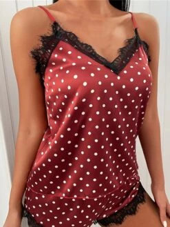 Women's Pajamas Sexy Lingerie Pajama Top And Pant Sets Leopard Heart Simple Casual Soft Home Daily Bed Lace Breathable Straps Sleeveless Strap Top Shorts Elastic Waist Summer Spring Black Wine -Ladies Pajamas Store mmgbhm1680576845383