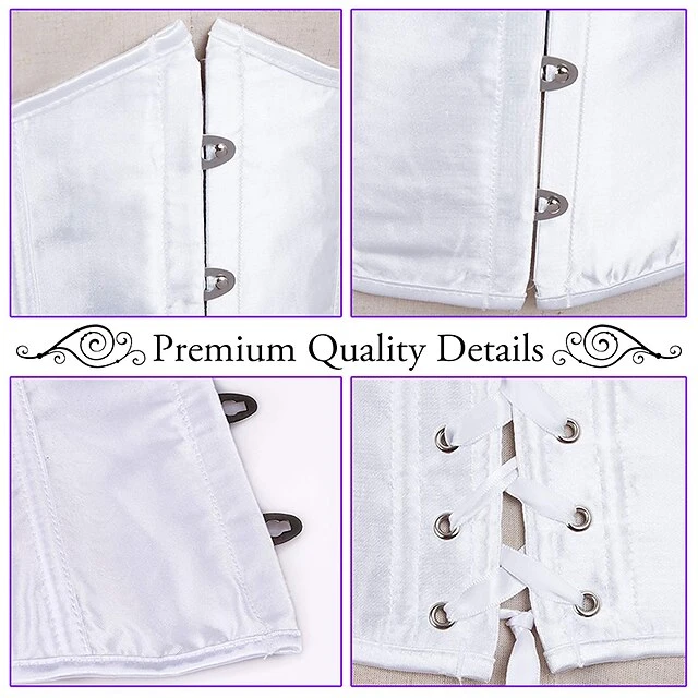Fashion Womens Underbust Waist Training Corset Bustier Sexy Satin Vintage 11 Fashion Womens Underbust Waist Training Corset Bustier Sexy Satin Vintage - Image 9