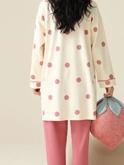 Women's Cotton Pajamas Sets Letter Panda Casual Comfort Home Bed Breathable Crew Neck Long Sleeve Pullover Pant Pocket Fall Winter White Yellow -Ladies Pajamas Store mnelud1696923346426