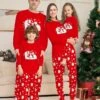 Matching Family Christmas Pajamas Sets Bear Snowman Casual Comfort Soft Home Christmas Cotton Breathable Gift Crew Neck Long Sleeve T Shirt Tee Pant Fall Winter Red -Ladies Pajamas Store moiizm1697074746599