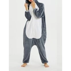 Women's Onesie Cartoon Pajama Plush Casual Oversized Home Daily Bed Flannel Warm Breathable Hoodie Long Sleeve Fall Winter Black Yellow -Ladies Pajamas Store mphmra1694164357484