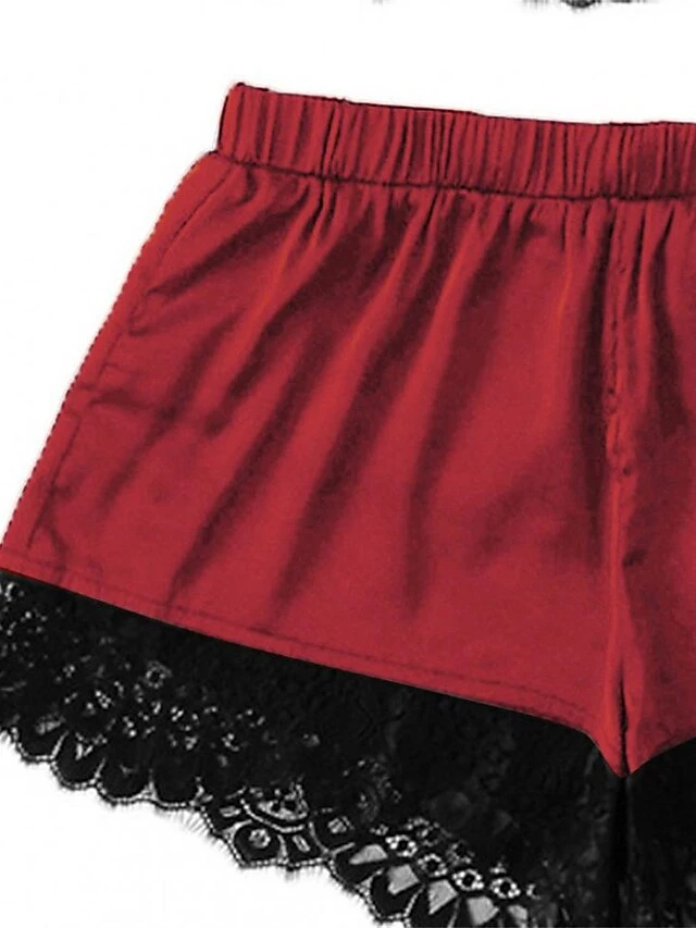 Women's Plus Size Sexy Lingerie Sets Pure Color Lovers Ultra Slim Hot Home Daily Bed Satin Breathable Straps Sleeveless Strap Top Shorts Backless Summer Spring Black Wine 8 Women's Plus Size Sexy Lingerie Sets Pure Color Lovers Ultra Slim Hot Home Daily Bed Satin Breathable Straps Sleeveless Strap Top Shorts Backless Summer Spring Black Wine - Image 6