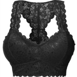 Women's Wireless Bras Fixed Straps Full Coverage V Neck Breathable Lace Pure Color Pull-On Closure Date Casual Daily Nylon Sexy 1PC Black / Bras & Bralettes / 1 PC