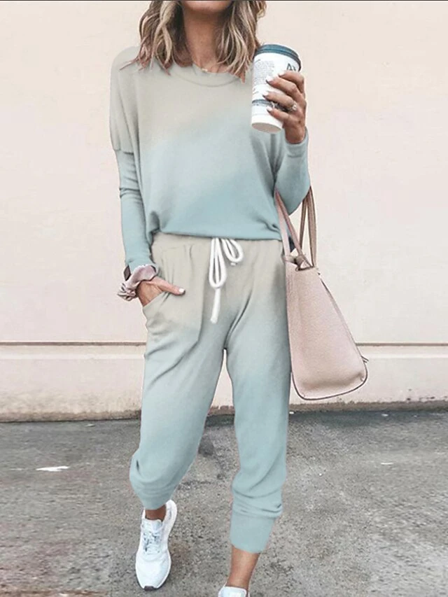 Women's Light Pink Loungewear Sets Sweatsuits Tracksuits Sweatshirt Pullover Simple Casual Comfort Home Daily Cotton Spandex Jersey Crew Neck Long Sleeve Pullover Spring Fall Light Pink White 5 Women's Light Pink Loungewear Sets Sweatsuits Tracksuits Sweatshirt Pullover Simple Casual Comfort Home Daily Cotton Spandex Jersey Crew Neck Long Sleeve Pullover Spring Fall Light Pink White - Image 3