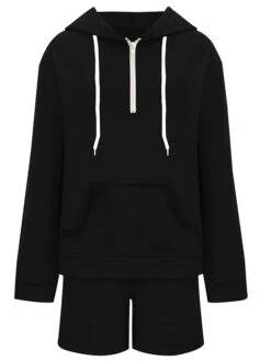 Women's Loungewear Sets Pure Color Sport Casual Comfort Home Street Daily Cotton Blend Breathable Hoodie Long Sleeve Hoodie Shorts Pocket Fall Winter Black Pink 31 Women's Loungewear Sets Pure Color Sport Casual Comfort Home Street Daily Cotton Blend Breathable Hoodie Long Sleeve Hoodie Shorts Pocket Fall Winter Black Pink -Ladies Pajamas Store mtyflm1691478734031