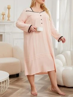 Women's Loungewear Dress Patchwork Simple Casual Soft Street Daily Date Rayon Breathable V Wire Long Sleeve Fall Winter Pink 10 Women's Loungewear Dress Patchwork Simple Casual Soft Street Daily Date Rayon Breathable V Wire Long Sleeve Fall Winter Pink -Ladies Pajamas Store muiynd1696232007080