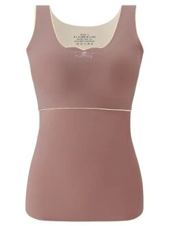 Women's Top Thermal Shirt Pure Color Warm Fashion Simple Home Street Daily Cotton Warm Breathable Straps Sleeveless Fall Winter Bean Paste Color Black -Ladies Pajamas Store munzft1694072380179