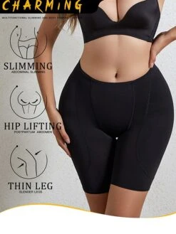 Women's Shapewear With Hip Pads Pure Color Sport Casual Comfort Home Daily Gyms Nylon Breathable Summer Spring Black Beige -Ladies Pajamas Store mwrshm1696837253533