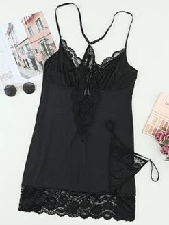 Women's Plus Size Pajamas Nightgown Nightshirt Dress Pure Color Simple Casual Soft Home Daily Bed Polyester Breathable V Wire Sleeveless Fall Winter Black -Ladies Pajamas Store mytnqa1695108545420