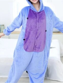 Women's Bodysuits Onesie Pajamas Patchwork Fashion Lovers Hot Home Bed Valentine‘s DayWarm Hoodie Long Sleeve Button Fall Winter Yellow Blue