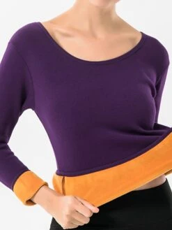 Women's Top Thermal Underwear Pure Color Warm Fashion Simple Home Daily Bed Cotton Warm Breathable Crew Neck Long Sleeve Fall Winter Black Pink