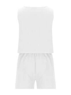 Women's Loungewear Sets Pure Color Simple Casual Comfort Street Daily Date Cotton And Linen Breathable Square Neck Sleeveless Shorts Pocket Summer Spring Black White -Ladies Pajamas Store njhfqd1681730701676