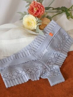 Women's Flower Lace Hole Simple Pure Color Basic Panties Brief Micro-elastic Mid Waist Sexy Nylon 1 PC Green One-Size -Ladies Pajamas Store njhvyt1637930142920