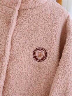 Women's Pajamas Sets Pure Color Warm Fashion Casual Home Daily Bed Flannel Warm Stand Collar Long Sleeve Pant Button Fall Winter Pink Beige -Ladies Pajamas Store njjata1692950057757