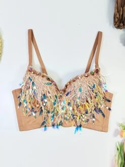 Women's Rhinestone Corset Bustier Feather Undergarments Home Daily Bed Polyester Breathable Straps Sleeveless Backless Summer Spring Black White