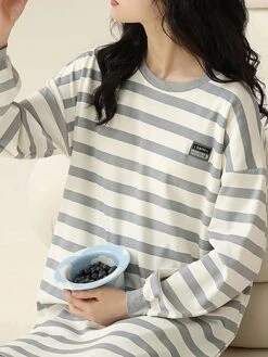 Women's Cotton Pajamas Sets Letter Panda Casual Comfort Home Bed Breathable Crew Neck Long Sleeve Pullover Pant Pocket Fall Winter White Yellow -Ladies Pajamas Store nlqbkn1696923338836