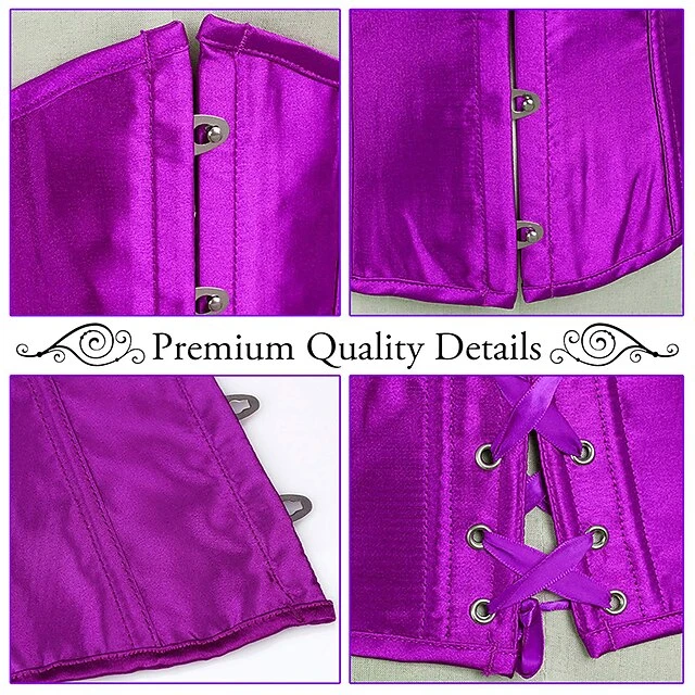 Fashion Womens Underbust Waist Training Corset Bustier Sexy Satin Vintage 5 Fashion Womens Underbust Waist Training Corset Bustier Sexy Satin Vintage - Image 3