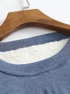 Women's Fleece Lounge Top Pure Color Warm Fashion Casual Home Street Daily Cotton Warm Crew Neck Long Sleeve Pullover Winter Denim Blue Melon Red -Ladies Pajamas Store nmxkav1693986240874