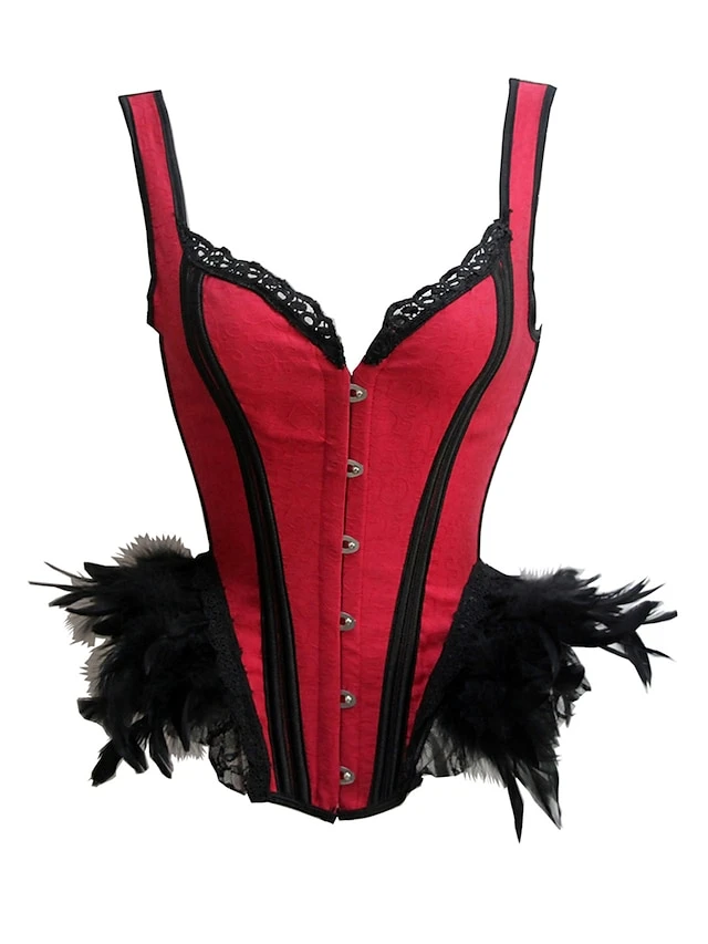 Women's Black And Red Corsets Dark Purple Corsets Shapewear Patchwork Corsets Party Halloween Club Polyester Breathable Straps Sleeveless Backless Feather Summer Spring Red Purple 3 Women's Black And Red Corsets Dark Purple Corsets Shapewear Patchwork Corsets Party Halloween Club Polyester Breathable Straps Sleeveless Backless Feather Summer Spring Red Purple