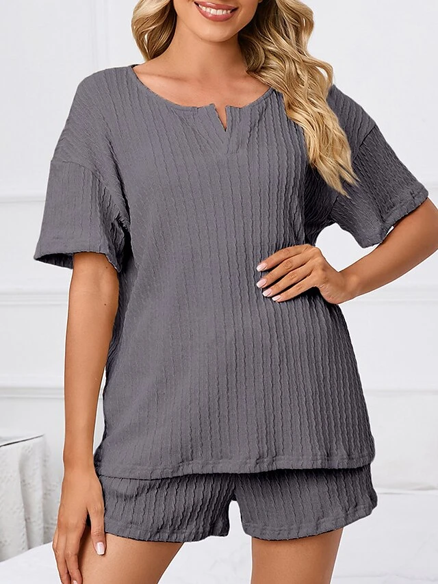 Women's Plus Size Loungewear Sets Pure Color Casual Comfort Soft Home Street Daily Polyester V Wire Short Sleeve T Shirt Tee Shorts Pocket Summer Spring Black Pink 16 Women's Plus Size Loungewear Sets Pure Color Casual Comfort Soft Home Street Daily Polyester V Wire Short Sleeve T Shirt Tee Shorts Pocket Summer Spring Black Pink - Image 14