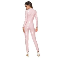 Women's Uniforms & Cheongsams Suits Bodysuits Teddies & Bodysuits Solid Colored PU Stand Collar Split Black Pink / Zipper / Zipper / Sexy -Ladies Pajamas Store ntcxsb1600846603676