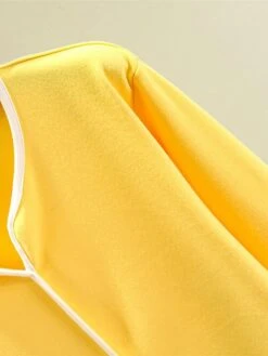 Women's Pajamas Sets Patchwork Warm Fashion Plush Home Daily Bed Cotton Warm Breathable V Wire Long Sleeve Shirt Pant Button Fall Winter Korean Fans Yellow -Ladies Pajamas Store ntmysv1695281900306