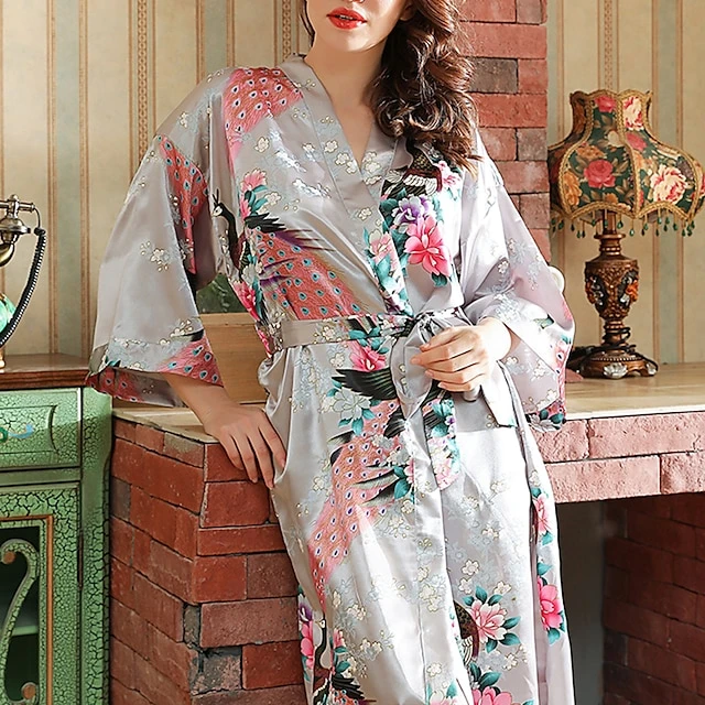 Women's Robes Gown Bathrobes Pure Color Simple Comfort Home Party Wedding Party Spandex Gift Long Sleeve Belt Included Spring Summer Navy Blue 19 Women's Robes Gown Bathrobes Pure Color Simple Comfort Home Party Wedding Party Spandex Gift Long Sleeve Belt Included Spring Summer Navy Blue - Image 17