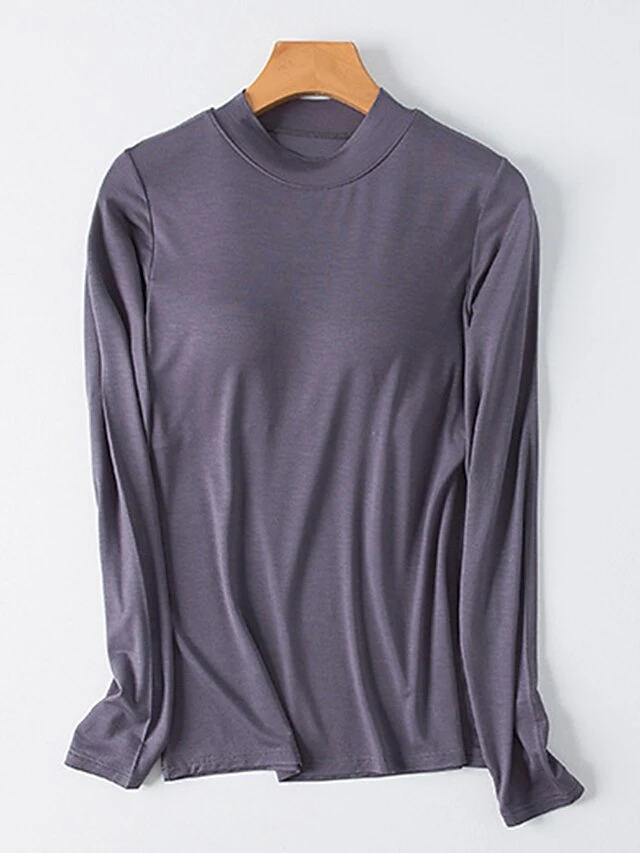 Women's Pajama Top With Chest Pads Loungewear Top Pure Color Fashion Casual Comfort Home Daily Bed Modal Breathable Crew Neck Long Sleeve Fall Winter Black White 14 Women's Pajama Top With Chest Pads Loungewear Top Pure Color Fashion Casual Comfort Home Daily Bed Modal Breathable Crew Neck Long Sleeve Fall Winter Black White - Image 12