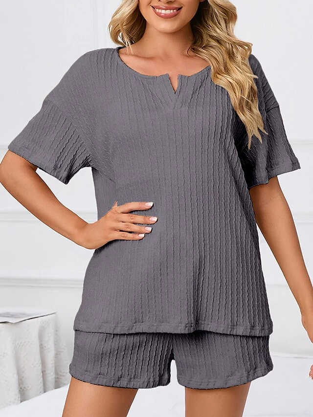 Women's Plus Size Loungewear Sets Pure Color Casual Comfort Soft Home Street Daily Polyester V Wire Short Sleeve T Shirt Tee Shorts Pocket Summer Spring Black Pink 19 Women's Plus Size Loungewear Sets Pure Color Casual Comfort Soft Home Street Daily Polyester V Wire Short Sleeve T Shirt Tee Shorts Pocket Summer Spring Black Pink - Image 17
