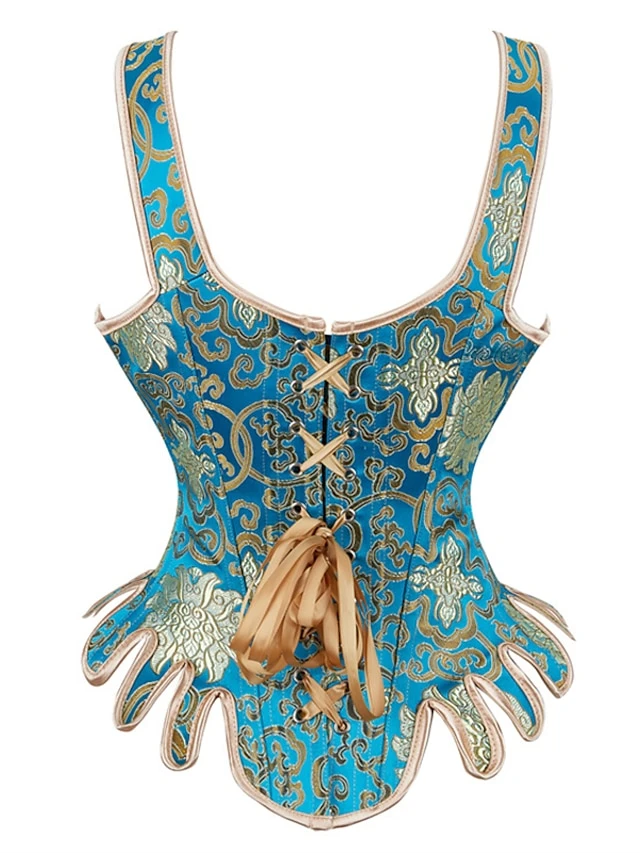 Corset Women's Corset Tops Party & Evening Club Black Blue Sexy Overbust Corset Hook & Eye Lace Up Retro Tummy Control Push Up Flower Fall Winter 5 Corset Women's Corset Tops Party & Evening Club Black Blue Sexy Overbust Corset Hook & Eye Lace Up Retro Tummy Control Push Up Flower Fall Winter - Image 3