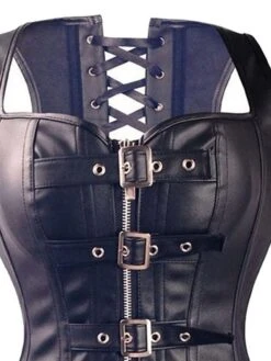 Corset Women's Corsets Halloween Party & Evening Black Sexy Overbust Corset Zipper Lace Up Zipper Tummy Control Push Up Pure Color Fall Winter -Ladies Pajamas Store nwtpfz1660040516502